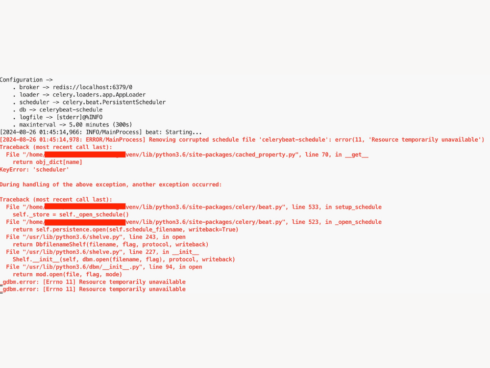 [TIPS] Resolving the Celery Beat 'Resource Temporarily Unavailable' Error